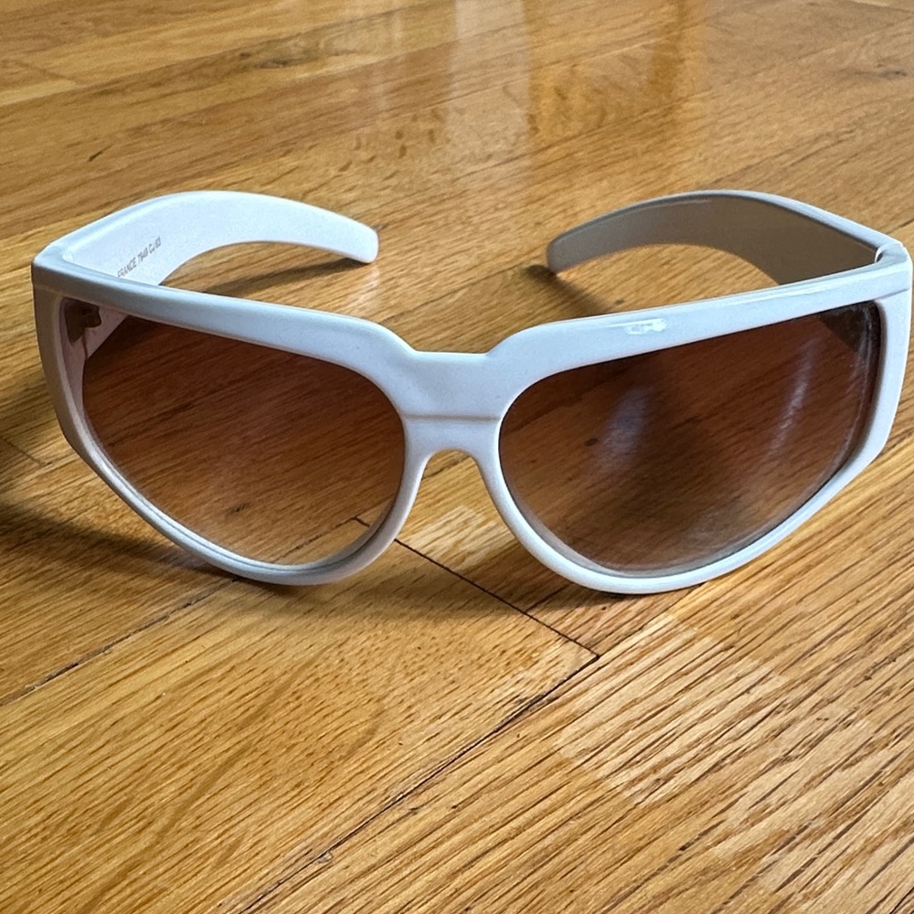Charles Jourdan White Sunglasses with Brown Lenses